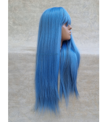 Перука блакитна довга з прямим волоссям