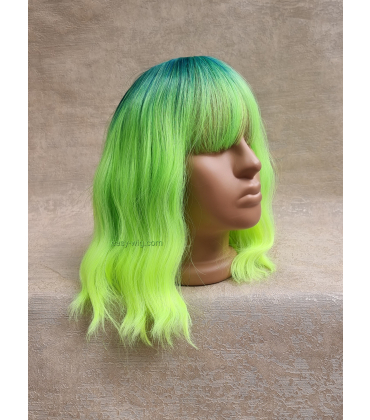 Перука зелена коротка з хвилястим волоссям