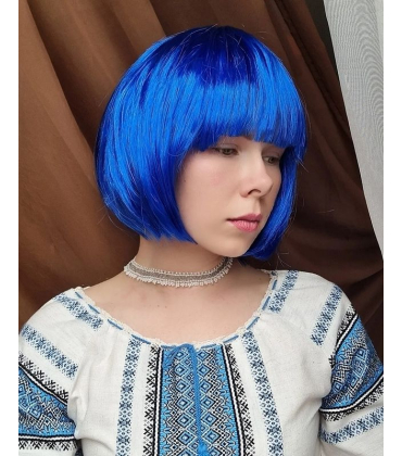 Синя перука каре