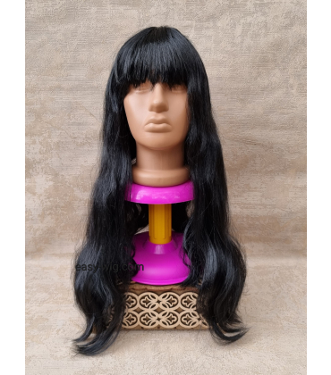 Чорна перука люкс з прямим довгим волоссям