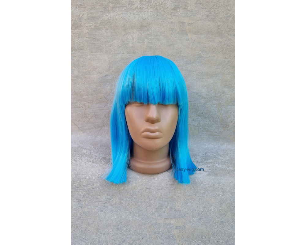 Блакитна перука каре з термоволокна - фото - купити