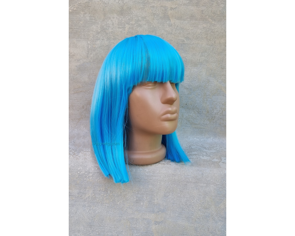Блакитна перука каре з термоволокна - фото - у Дніпрі