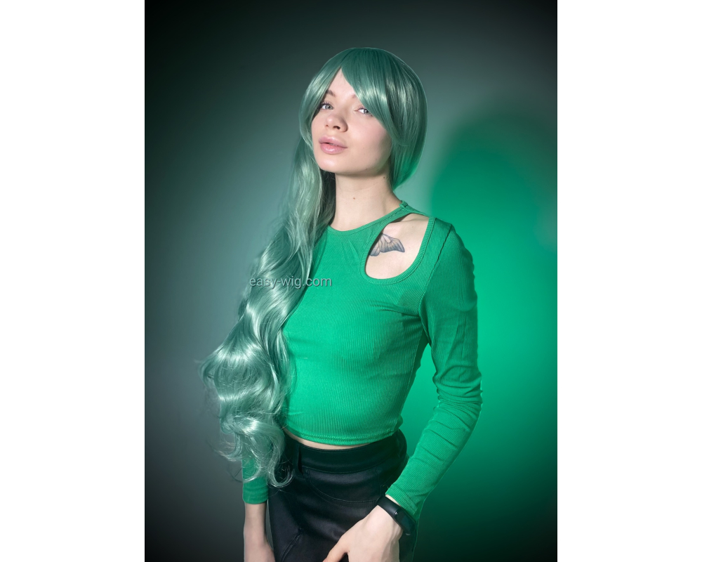 Перука для феї світло-зелена з довгим волоссям - фото - з доставкою