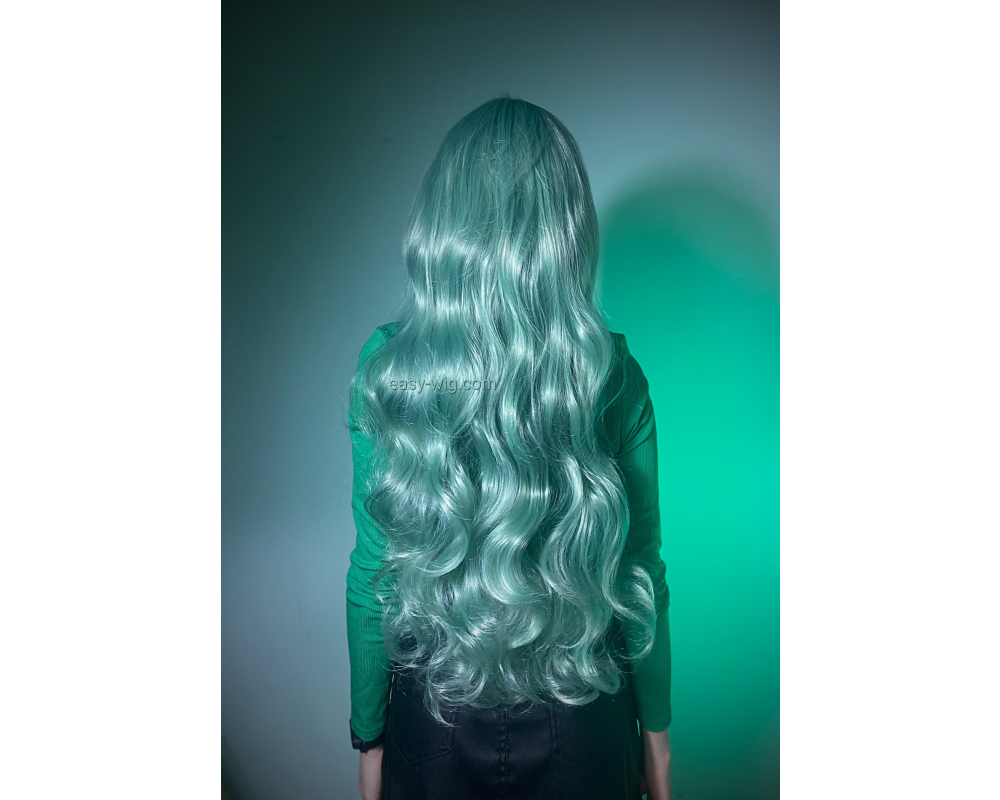 Перука для феї світло-зелена з довгим волоссям - фото - дешево