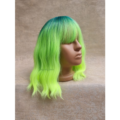 Перука зелена коротка з хвилястим волоссям