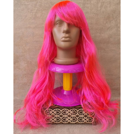 Яскраво рожева перука люкс з довгим волоссям