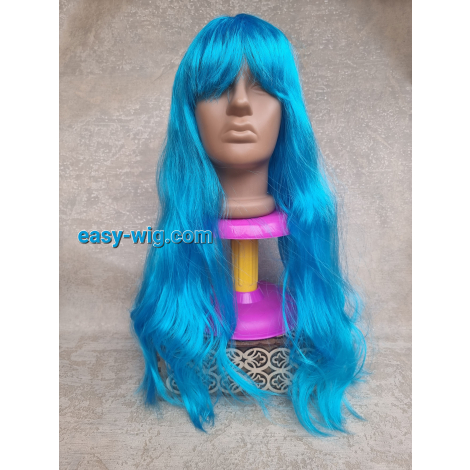Блакитна перука люкс з довгим волоссям