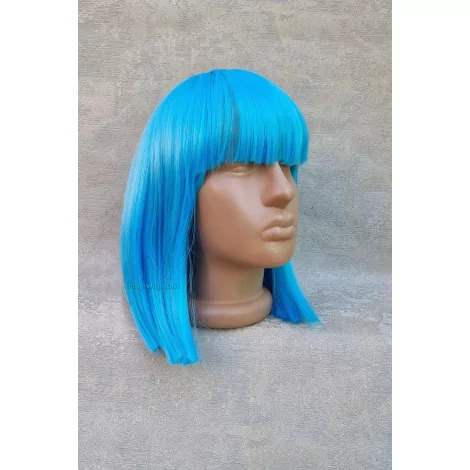 Блакитна перука каре з термоволокна