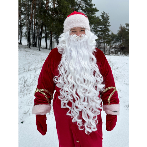 Парик и борода белая Деда Мороза Санта Клауса