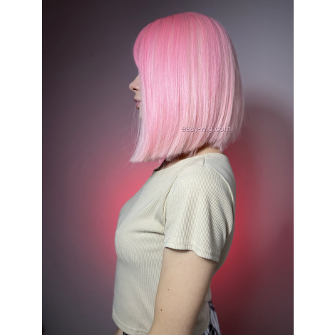 Коротка рожева перука з термоволокна