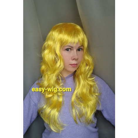 Хвиляста жовта карнавальна перука